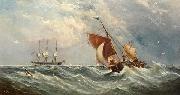 Ebenezer Colls Sailboats in a squall USA oil painting artist